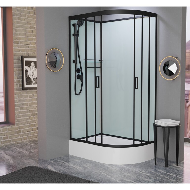 Душевая кабина Frank F412/1L Black Б/К 120x80