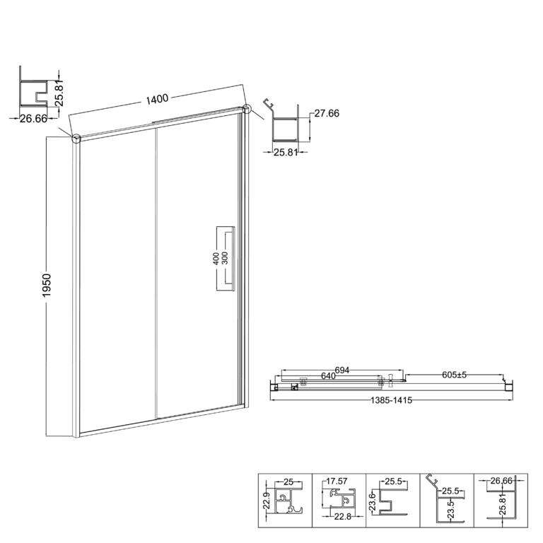 Душевая дверь Niagara NG-85-14TB 140x195