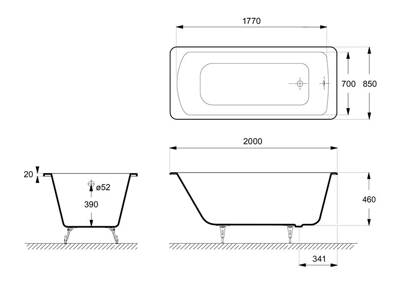 Чугунная ванна Delice Fort 200x85 а/п