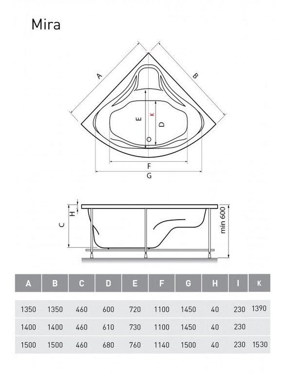 Акриловая ванна Relisan Mira 135x135