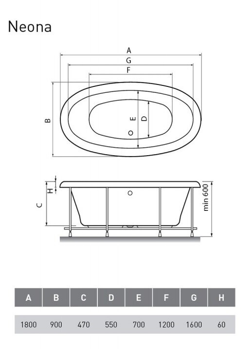 Акриловая ванна Relisan Neona 180x90