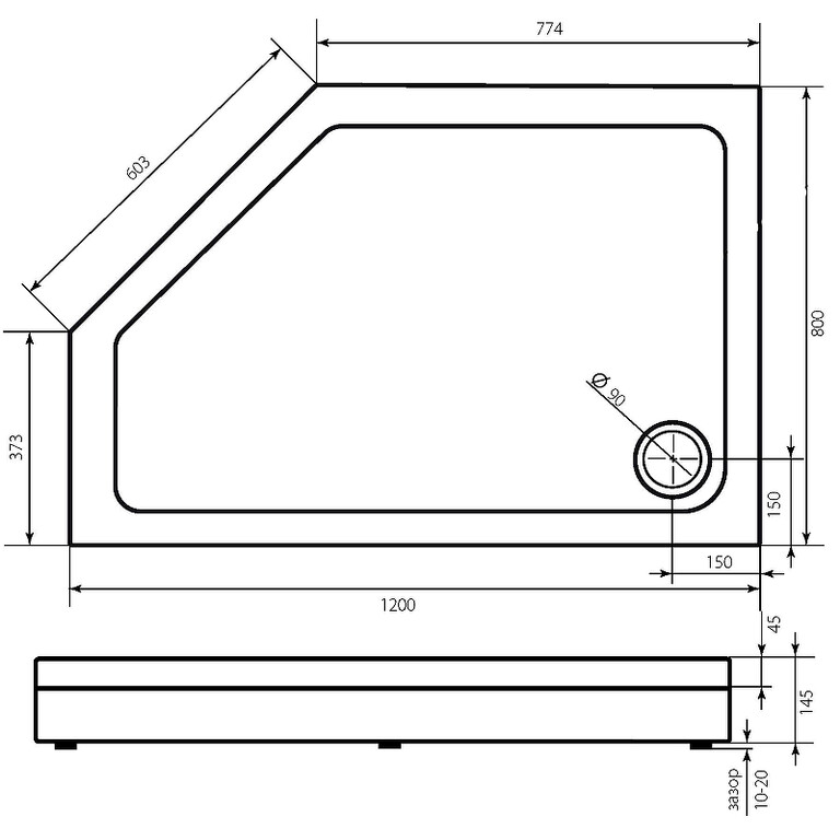 Душевой поддон Good Door Пента L 120x80 белый ПН00064