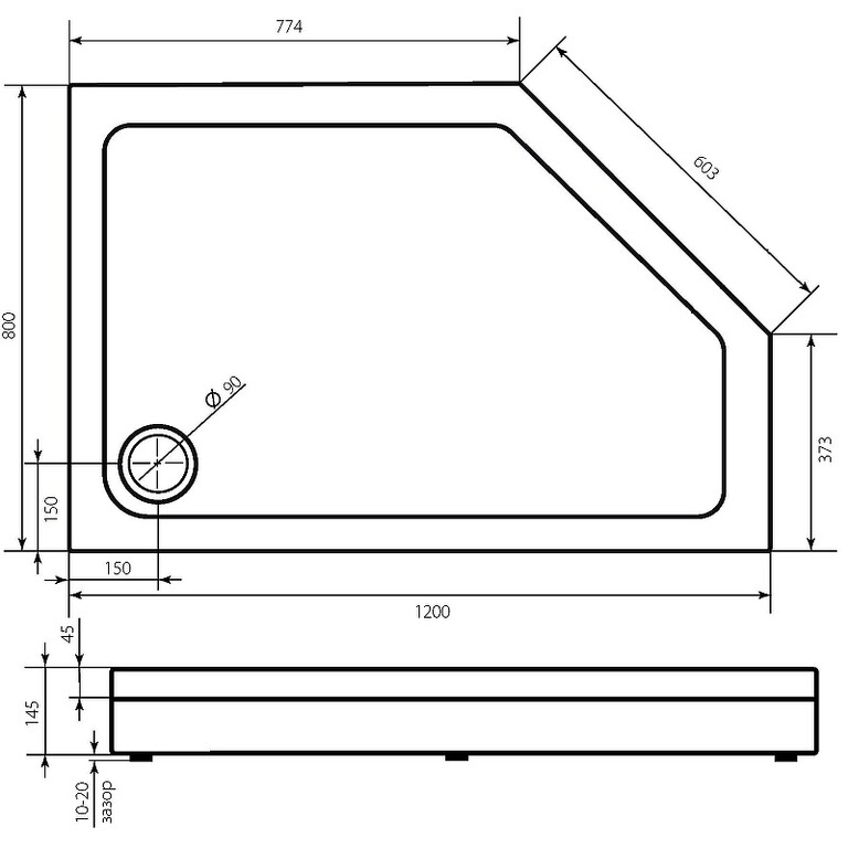 Душевой поддон Good Door Пента R 120x80 белый ПН00065