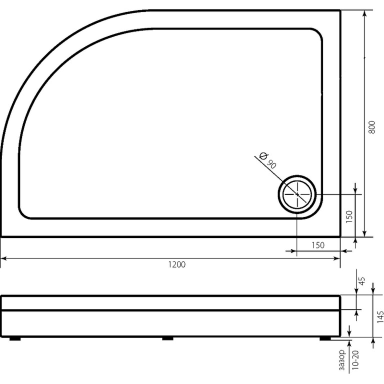 Душевой поддон Good Door Раунд R 120x80 L белый ПН00069