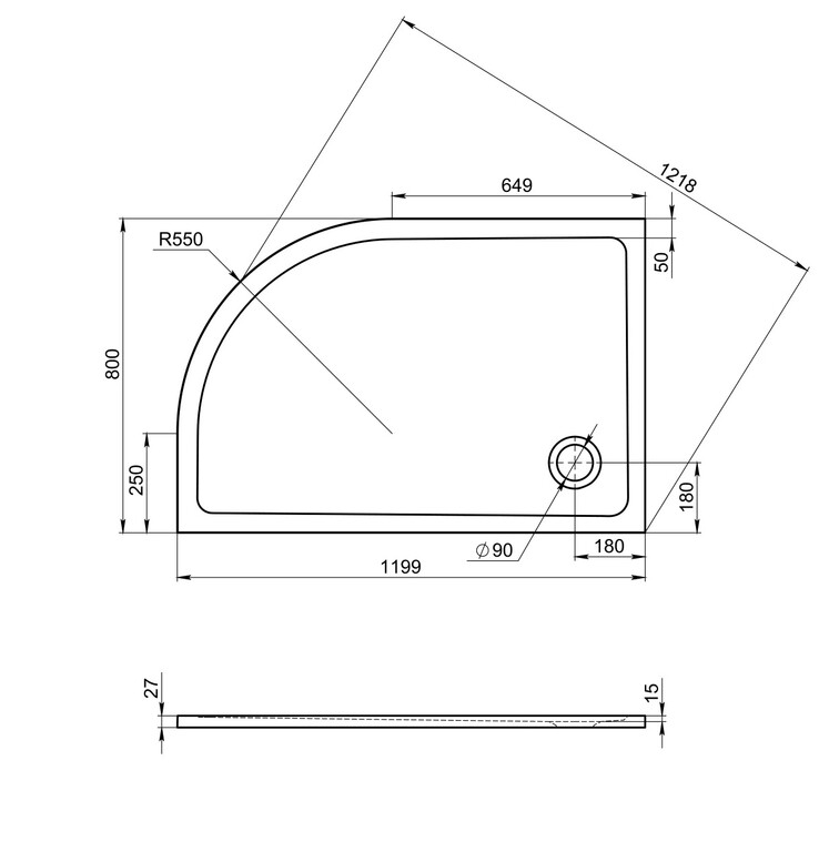 Душевой поддон Good Door Селфи 120x80 L белый ЛП00015