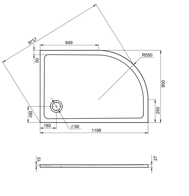 Душевой поддон Good Door Селфи 120x80 R белый ЛП00016