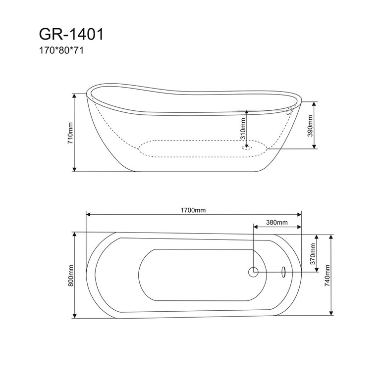 Акриловая ванна Grossman Galaxy GR-1401 170x80