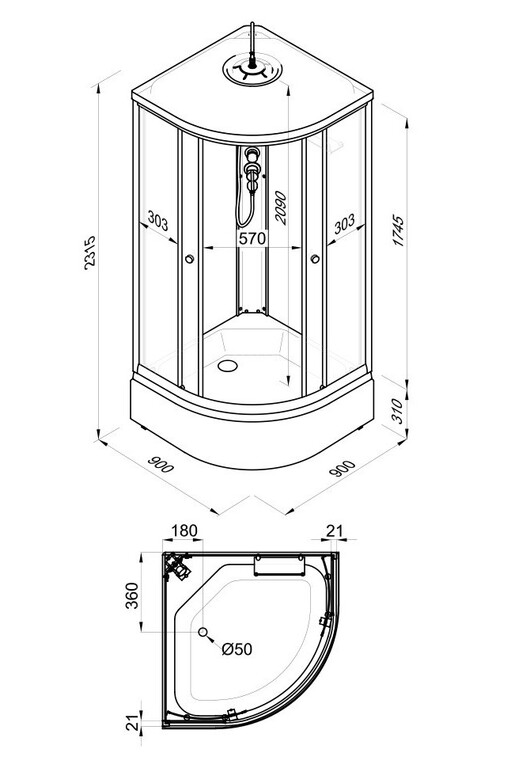 Душевая кабина Triton Грэй В 90x90