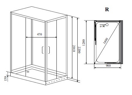 Душевая кабина Timo Helka H-515 R 120x90