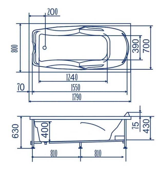 Акриловая ванна Bach Исланд 180x80