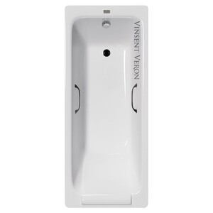 Чугунная ванна Vinsent Veron Italon 170x70x45 с черными матовыми ручками