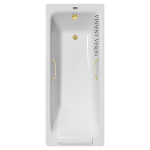 Чугунная ванна Vinsent Veron Italon 170x70x45 с ручками матовое золото