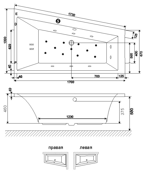 Акриловая ванна Excellent Sfera 170x100 L