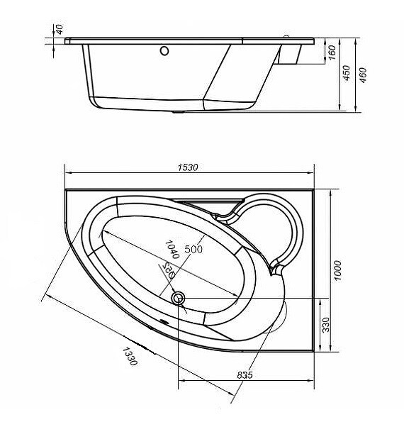 Акриловая ванна Cersanit Kaliope 153x100 R