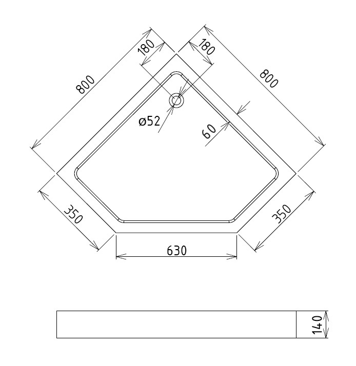 Душевой поддон Gemy ST09T 80x80