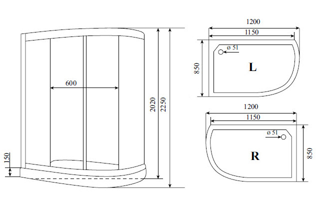 Душевая кабина Timo T-8802C L 120x85