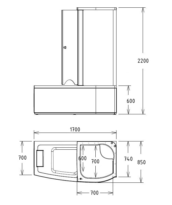 Акриловая ванна Gemy G8040 C R 170x85