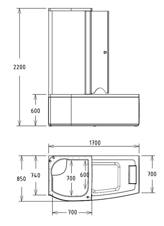 Акриловая ванна Gemy G8040 C L 170x85