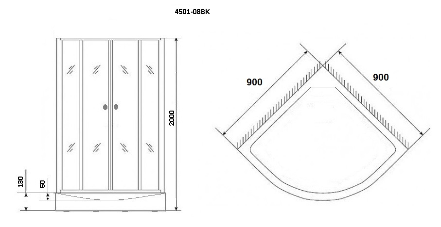 Душевая кабина Niagara NG-4501BK 90x90