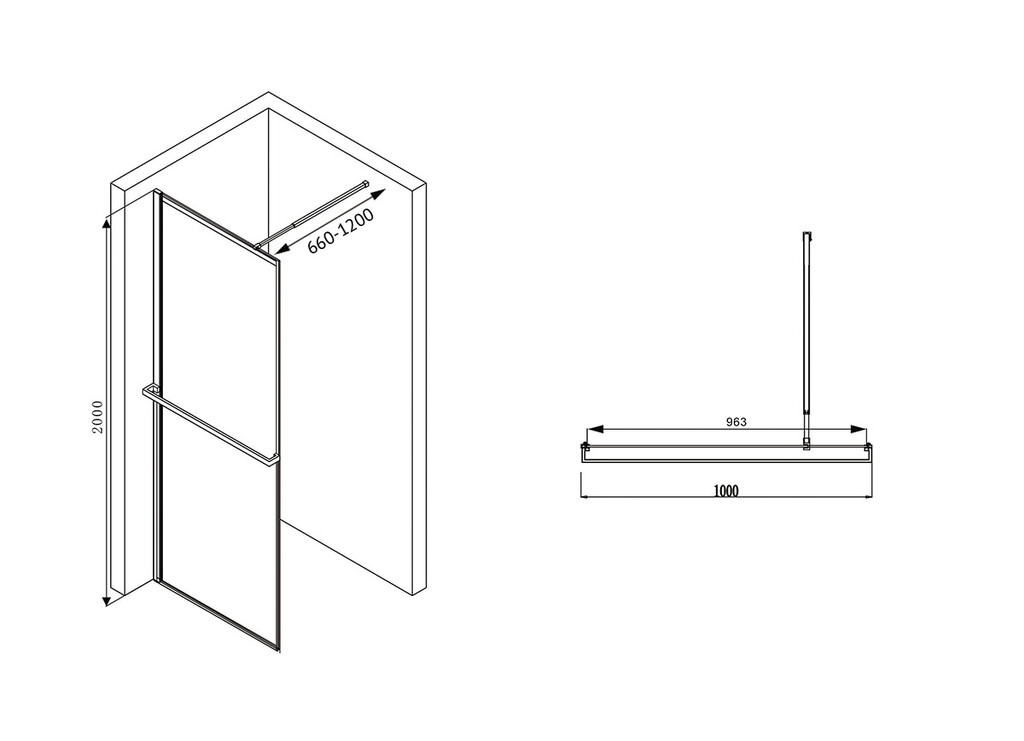 Душевая перегородка Abber Immer Offen AG60100B 100x200