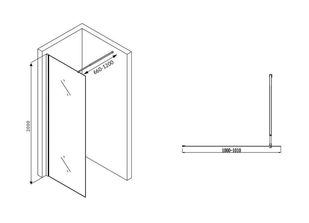 Душевая перегородка Abber Immer Offen AG61100B 100x200