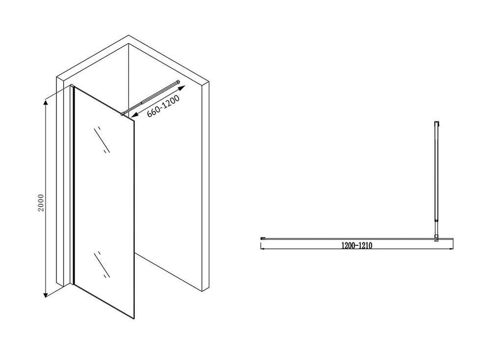 Душевая перегородка Abber Immer Offen AG61120B 120x200