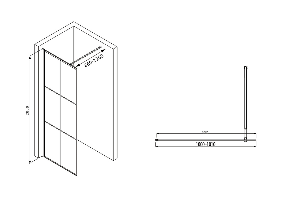 Душевая перегородка Abber Immer Offen AG62100B 100x200