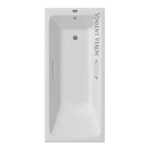 Чугунная ванна Vinsent Veron Kingston 180x80x50 с ручками цвет никель