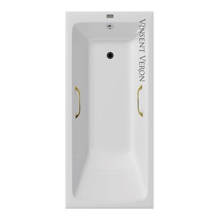 Чугунная ванна Vinsent Veron Kingston 180x80x50 с золотыми ручками