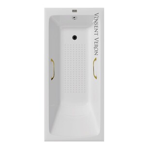 Чугунная ванна Vinsent Veron Kingston 180x80x50 с золотыми ручками и а/п