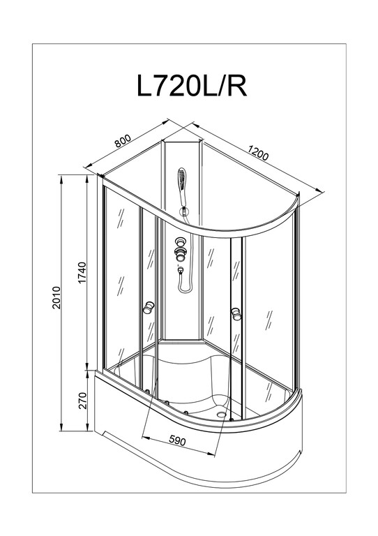 Душевая кабина AvaCan L720L N GM 120x80