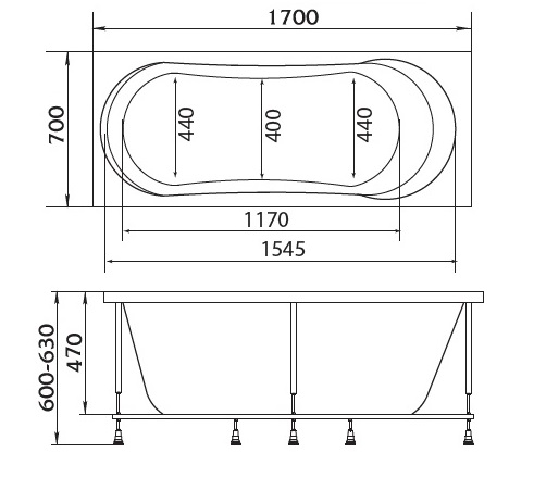 Акриловая ванна 1MarKa Libra 170x70