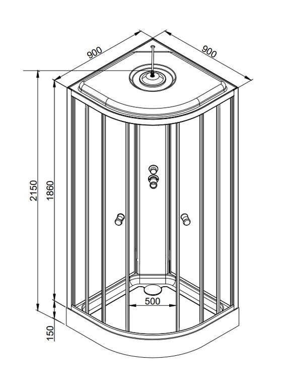 Душевая кабина Dto LM909GM+EL 90x90