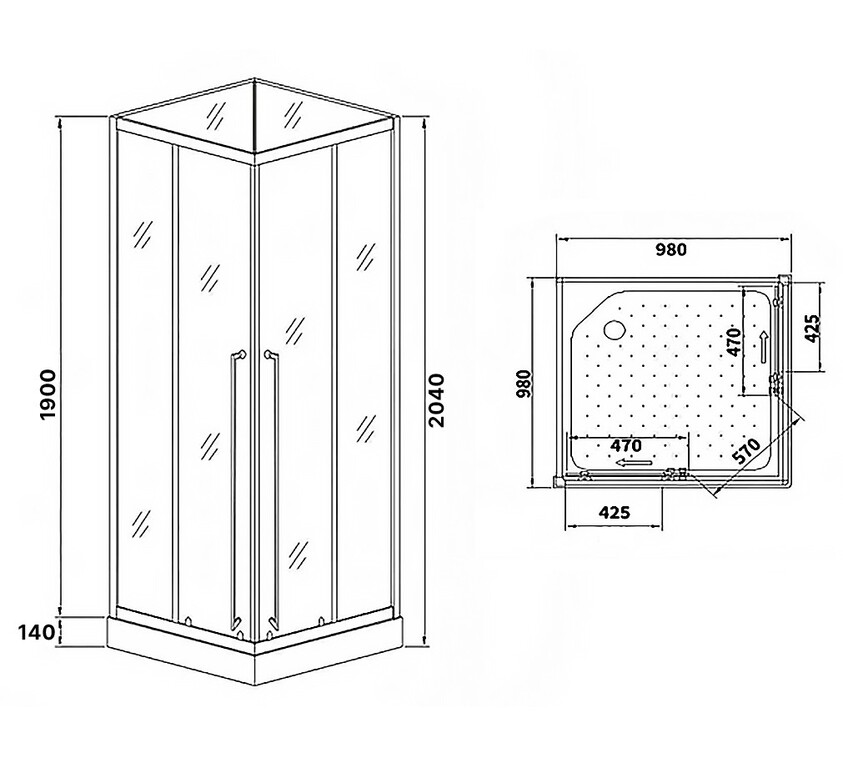 Душевая кабина Loranto CS-3008TM/W-100L 100x100