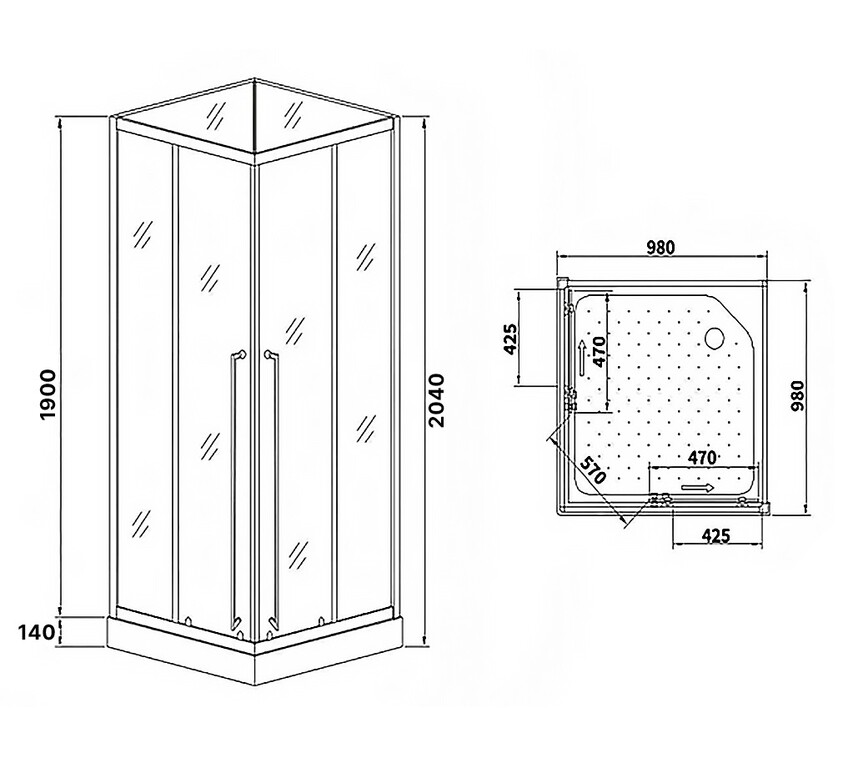 Душевая кабина Loranto CS-3008TM/W-100R 100x100