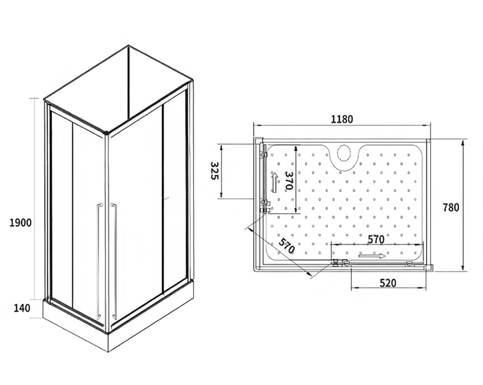 Душевая кабина Loranto CS-3008TM/W-120R 120x80
