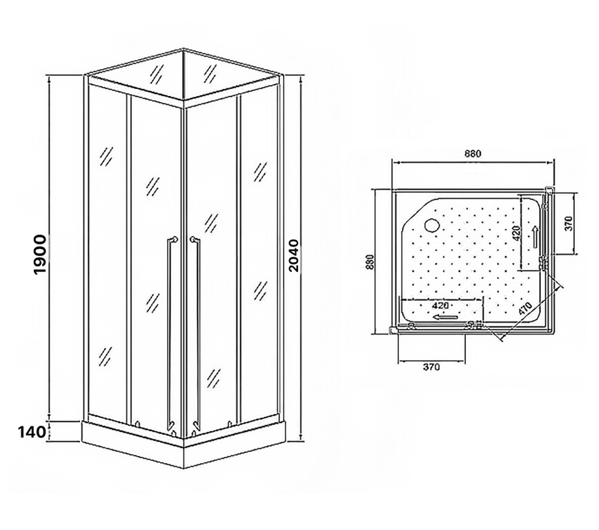 Душевая кабина Loranto CS-3008TM/W-90L 90x90
