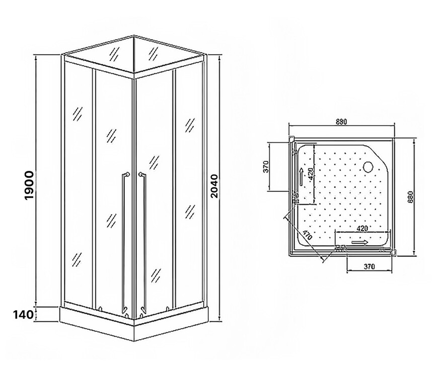 Душевая кабина Loranto CS-3008TM/W-90R 90x90