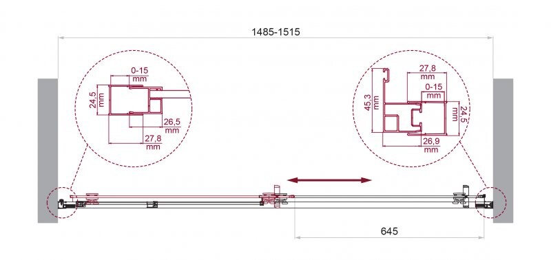 Душевая дверь BelBagno LUCE-BF-1-150-C-Cr 150x195