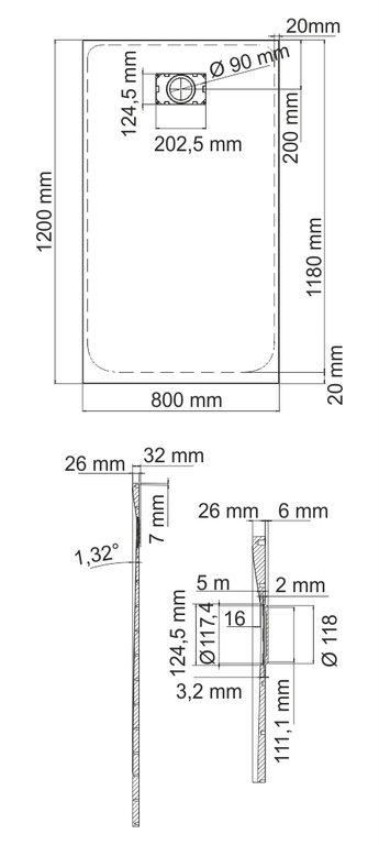 Душевой поддон WasserKRAFT Elbe 74T06 120x80