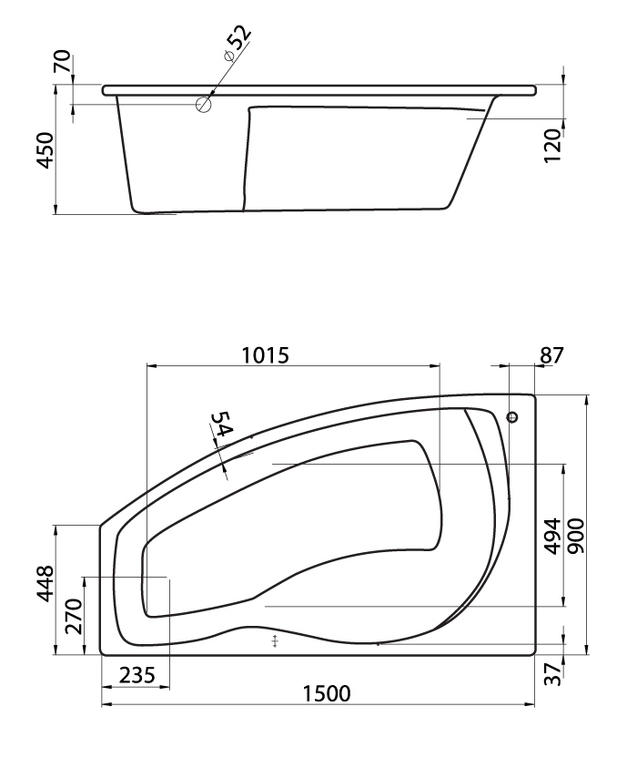 Акриловая ванна Santek Майорка 150x90 L