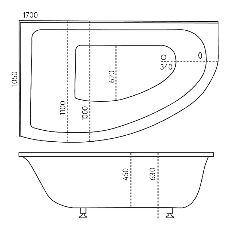 Ванна из искусственного камня Marmo Bagno Альба 170x110 L