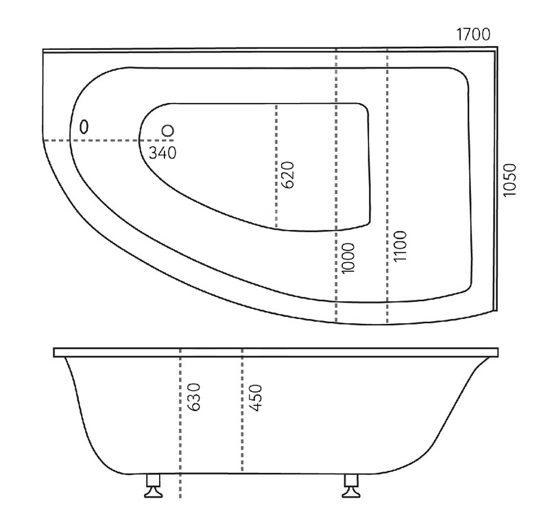 Ванна из искусственного камня Marmo Bagno Альба 170x110 R