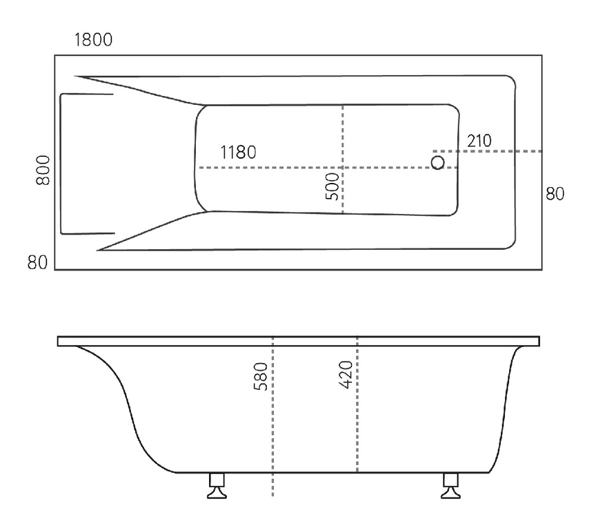 Ванна из искусственного камня Marmo Bagno Ницца 180x80 с подголовником