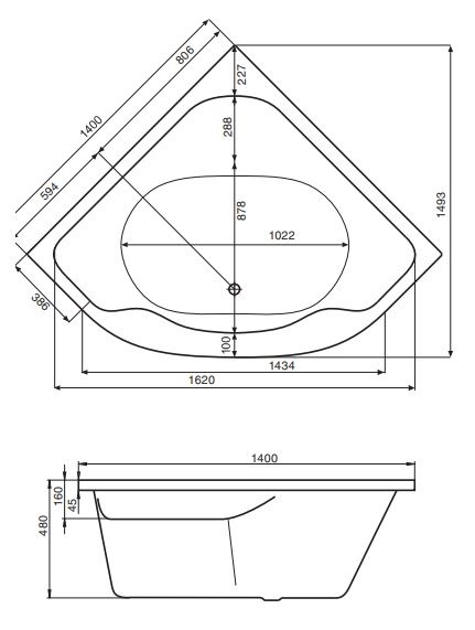 Акриловая ванна Santek Мелвилл 140x140