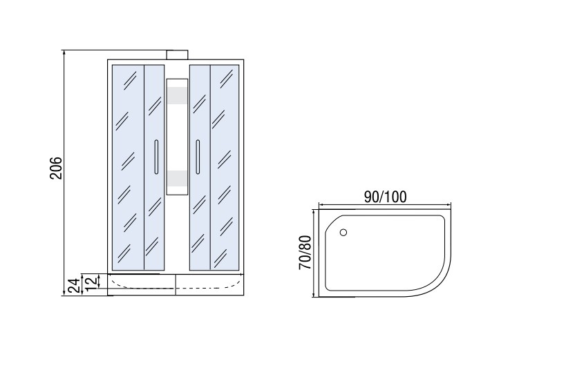 Душевая кабина Мономах Б/К 90/80/24 МЗ R 90x80