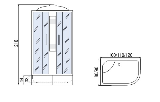 Душевая кабина Мономах 110/80/44 МЗ R 110x80