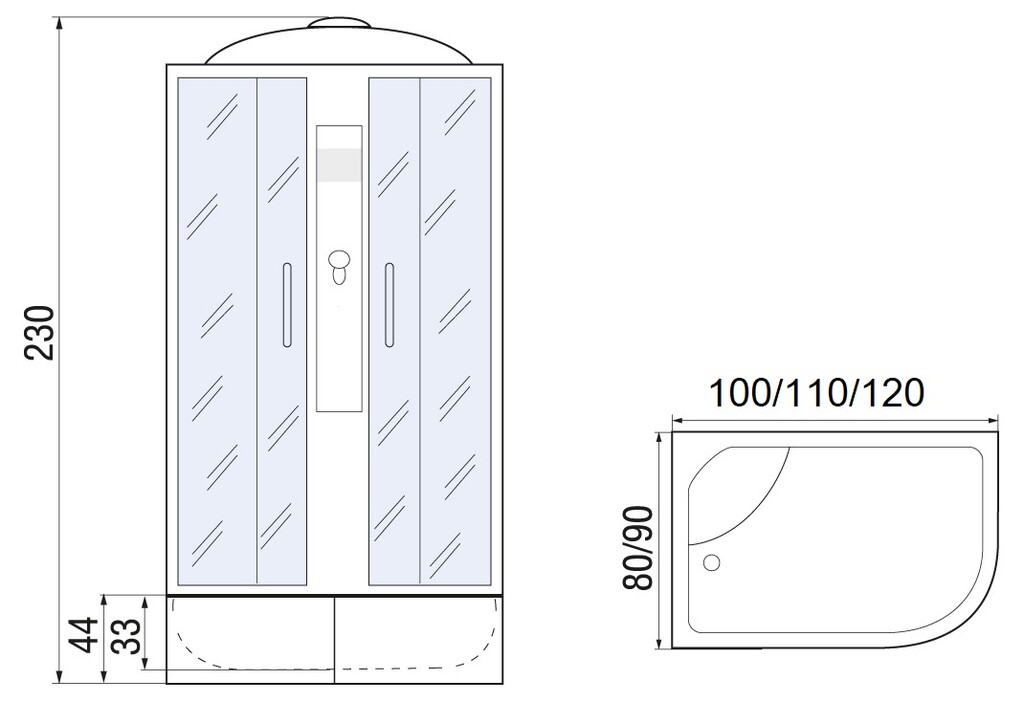 Душевая кабина Мономах XL 100/80/44 МЗ L 100x80