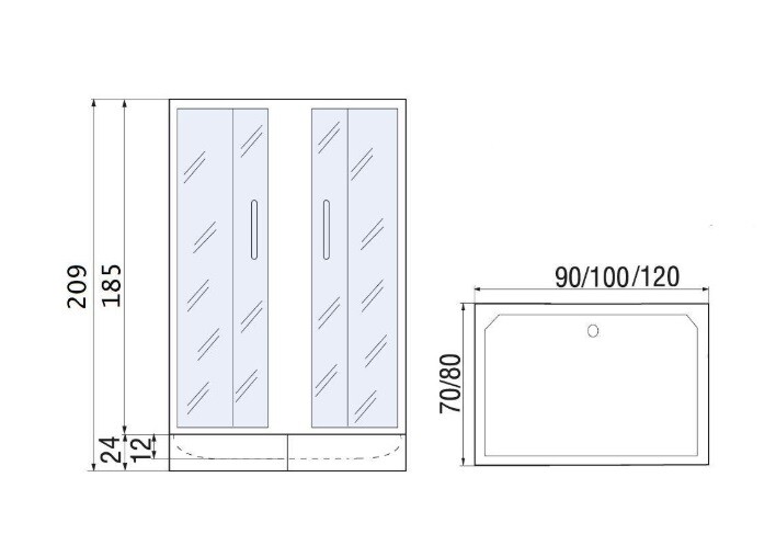 Душевое ограждение River Morava XL 100/80/24 МТ 100x80
