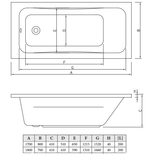 Акриловая ванна C-Bath Muse 180x70